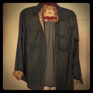 Button down Blue Velvet Shirt